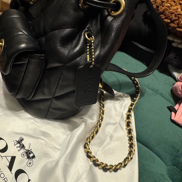 Authentic worn twice Coach Black tabby quilted backpack w/ dustbag. - Picture 3 of 7